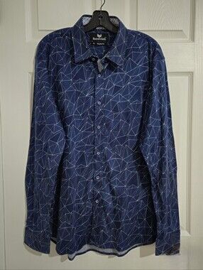 Buttercloth Men's XL Button-Up Shirt Cotton Regular Fit Blue Business-Casual